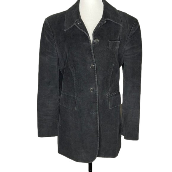 Solo Jazz  Italian Long Black Corduroy Blazer - Picture 1 of 10